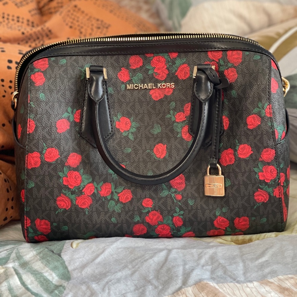 Michael Kors Rose Print Duffle Purse